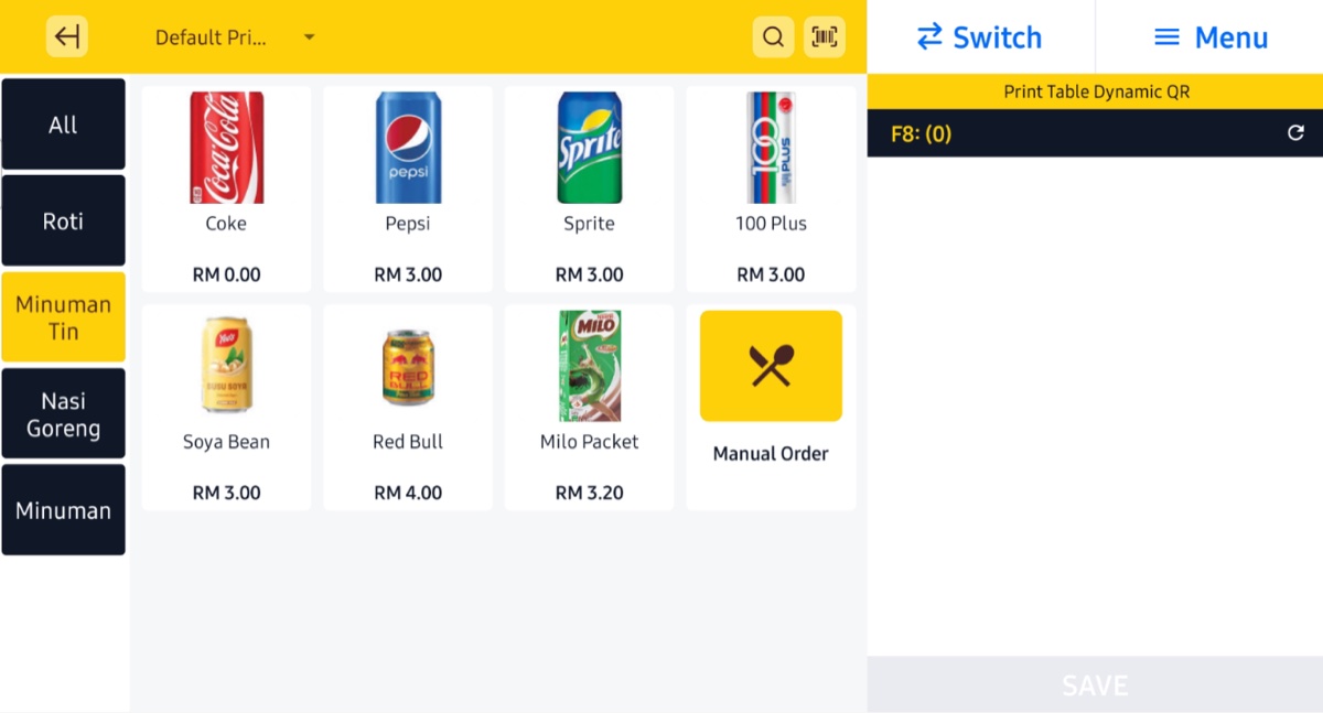 Cashier POS — order and payment screen